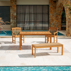 Vermont Teak Wood 4 Piece Outdoor Dining Set with Backless Bench
