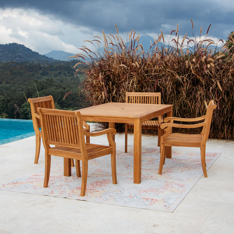 Vermont 5 Piece Teak Wood Outdoor Dining Set
