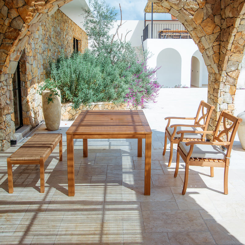 Abbington Teak Wood 4 Piece Outdoor Dining Set with Backless Bench
