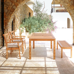Abbington 4 Piece Teak Wood Outdoor Dining Set with Backless Bench