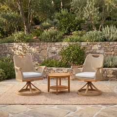 Sydney 3-Piece Teak Patio Conversation Set with Tan Cushions