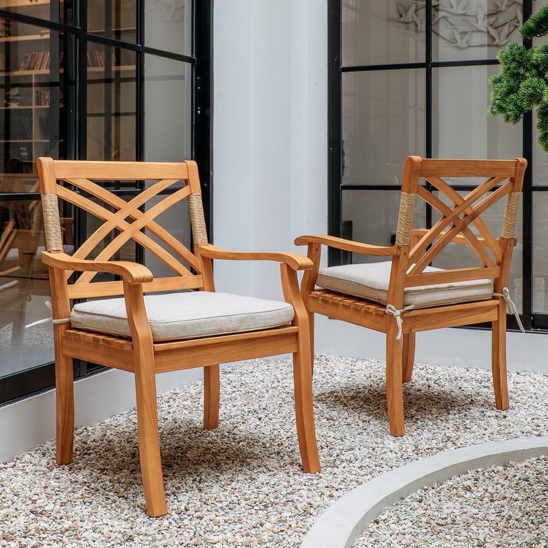 Carmel Teak Wood 2 Piece Outdoor Dining Chair