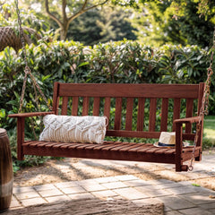 Moni Mahogany Wood Natural Brown Porch Swing