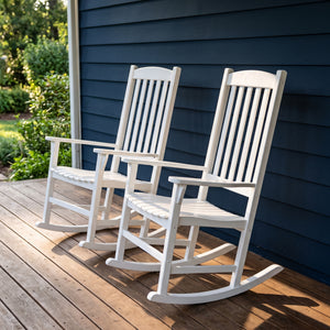 Moni 2 Piece Mahogany Wood White Porch Rocking Chair
