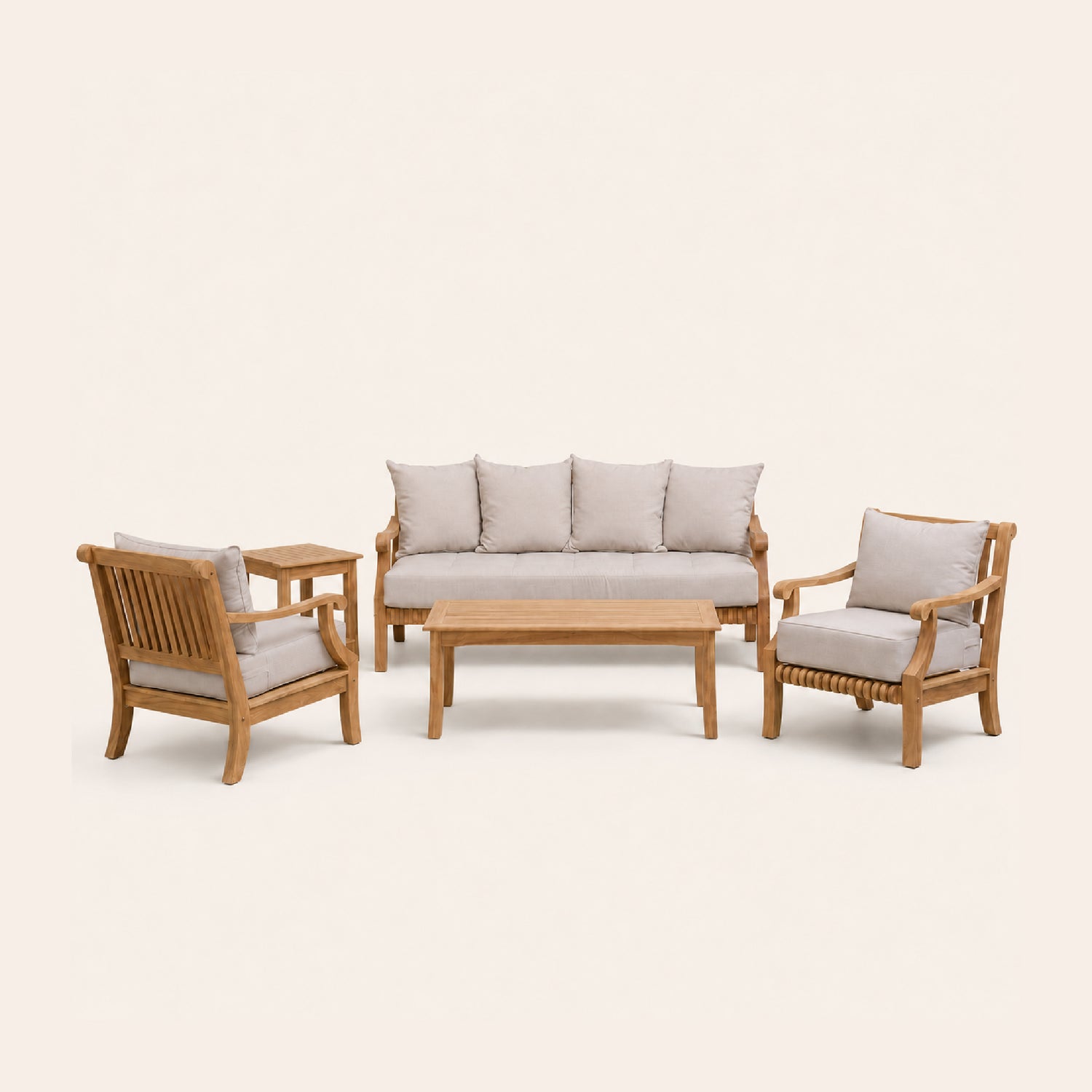 Mosko Patio 5-Piece Teak Wood Conversation Set | Cambridge Casual