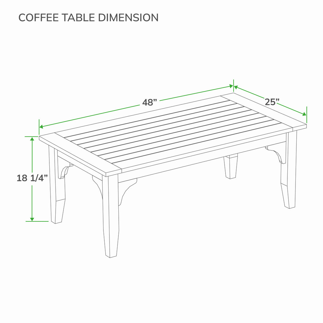 [DIMENSIONS] Caterina Teak Wood Outdoor Coffee Table - Cambridge Casual