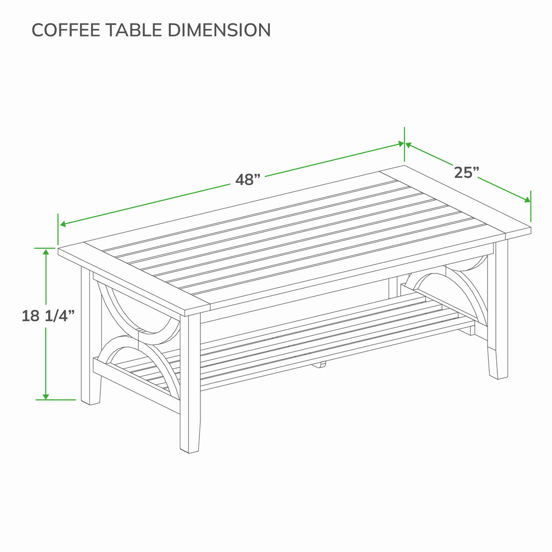 [DIMENSIONS] Dimension Teak Wood Outdoor Coffee Table