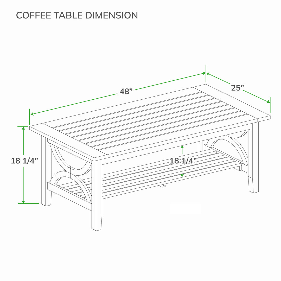 [DIMENSIONS] Abbington Solid Wood 4 Pieces Patio Conversation Set with Beige Cushion