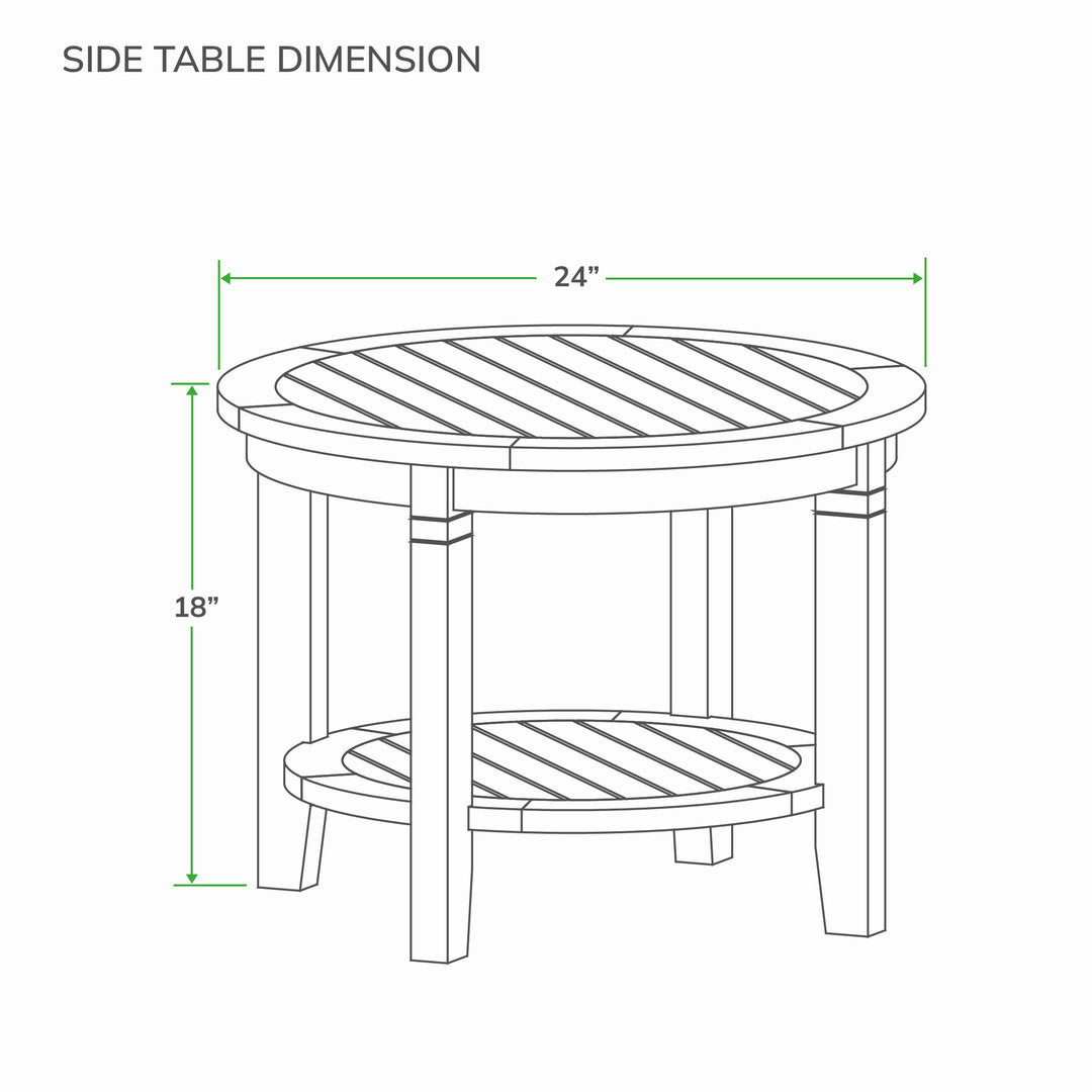 [DIMENSIONS] Dimension Auburn Teak Wood Outdoor Side Table