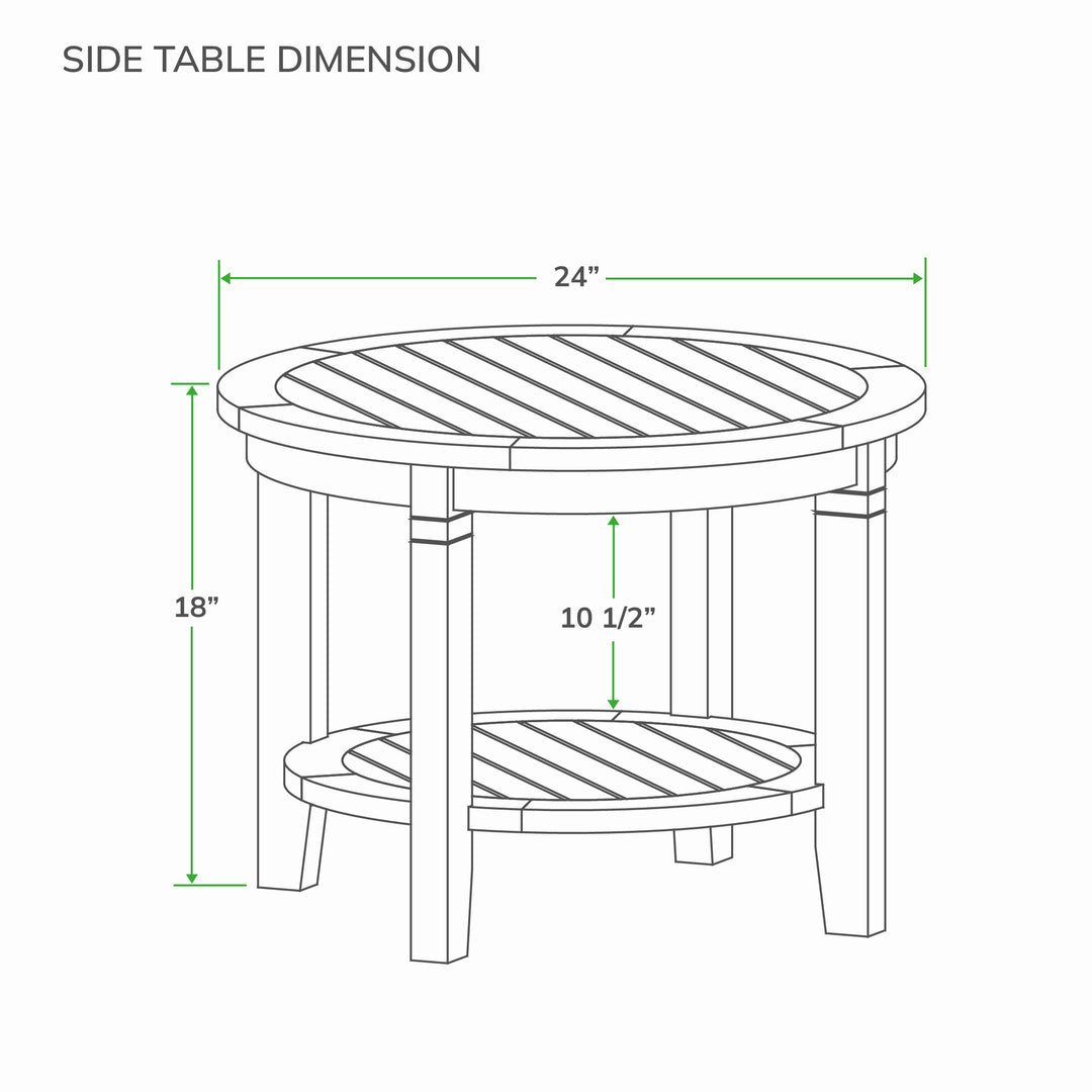 [DIMENSIONS] Dimension Mosko Teak Wood Outdoor Side Table