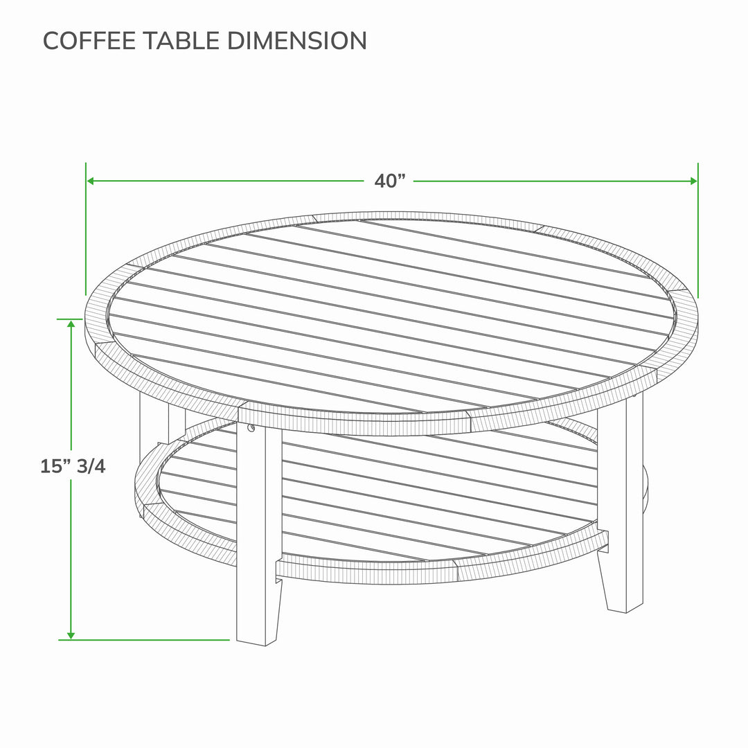 [DIMENSIONS] Dimension Seaside Teak Wood Outdoor Coffe Table