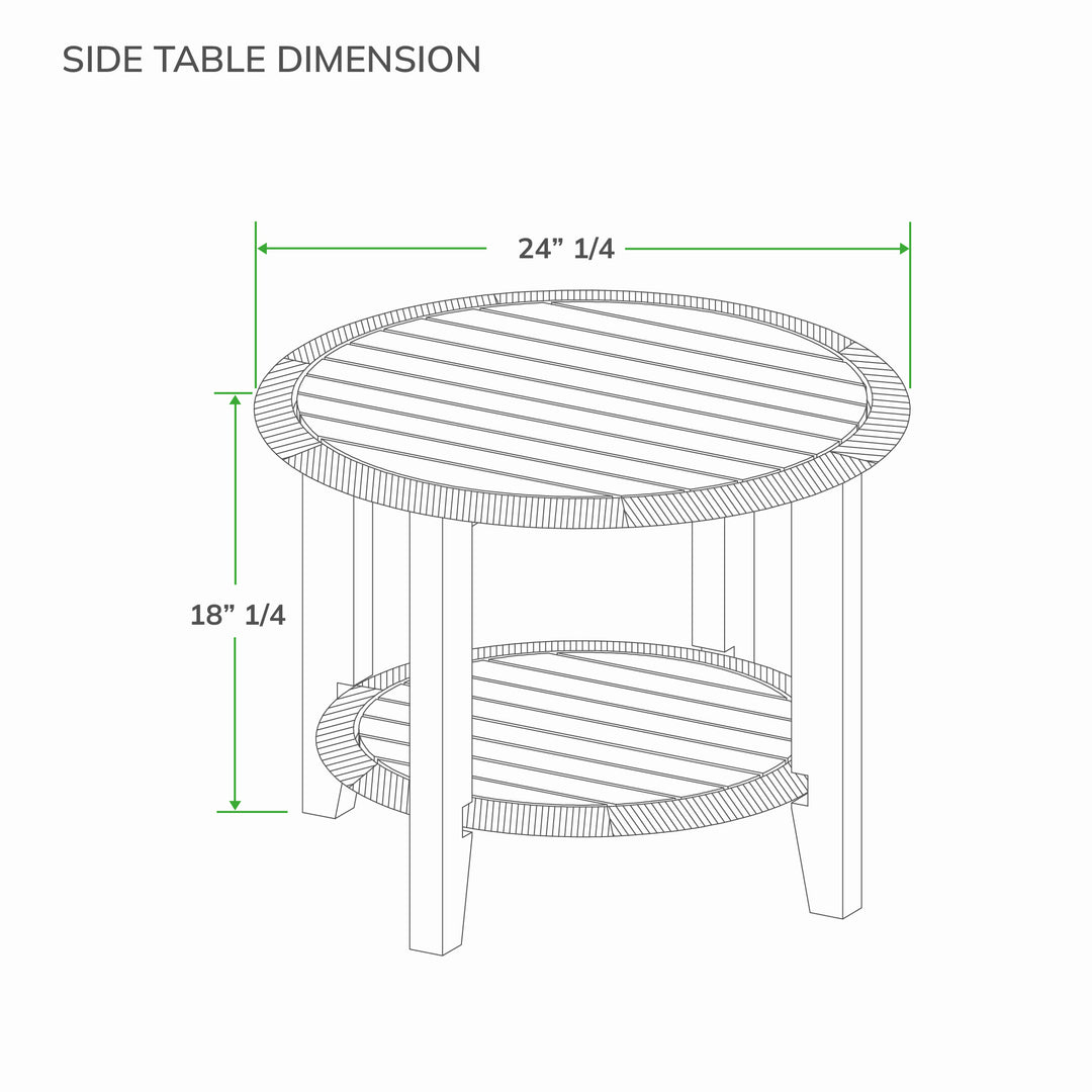 [DIMENSIONS] Dimension Seaside Teak Wood Outdoor Side Table