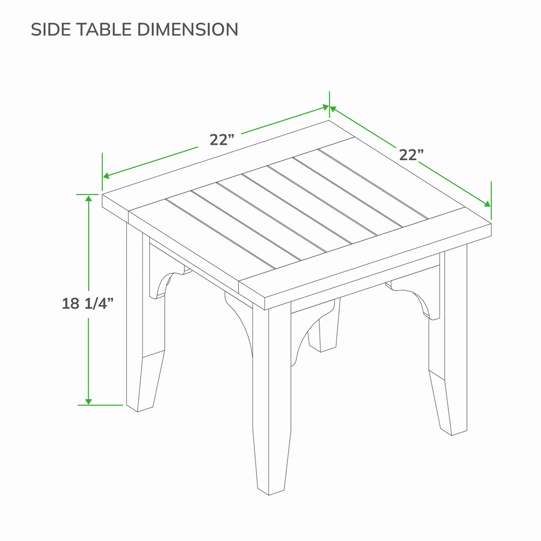 [DIMENSIONS] Caterina Teak Wood Outdoor Side Table - Cambridge Casual