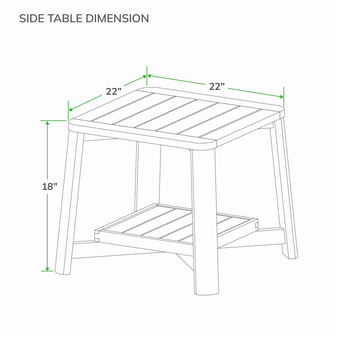 [DIMENSIONS] Dimension Carlota Mahogany Wood Outdoor Side Table 