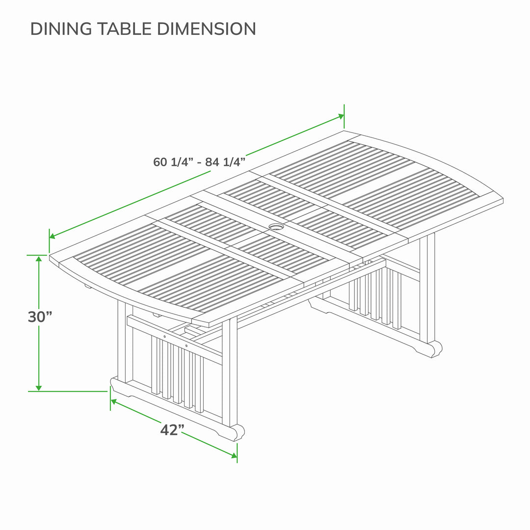 [DIMENSIONS] Dimension Mosko 7 Pieces Teak Wood Outdoor Dining Table