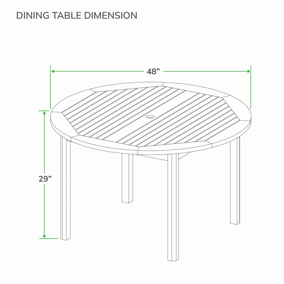 [DIMENSIONS] Dimension Carmel Teak Wood Outdoor Dining Table