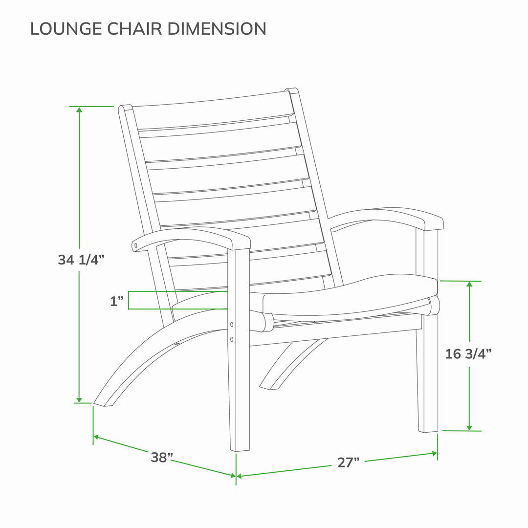 [DIMENSIONS] Dimension Carlota Mahogany Wood Outdoor Lounge Chair