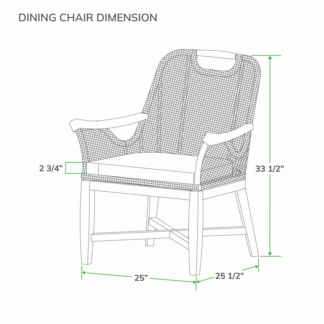 [DIMENSIONS] Sydney FSC Teak Wood 2 Pieces Outdoor Dining Armchair with Seatpad