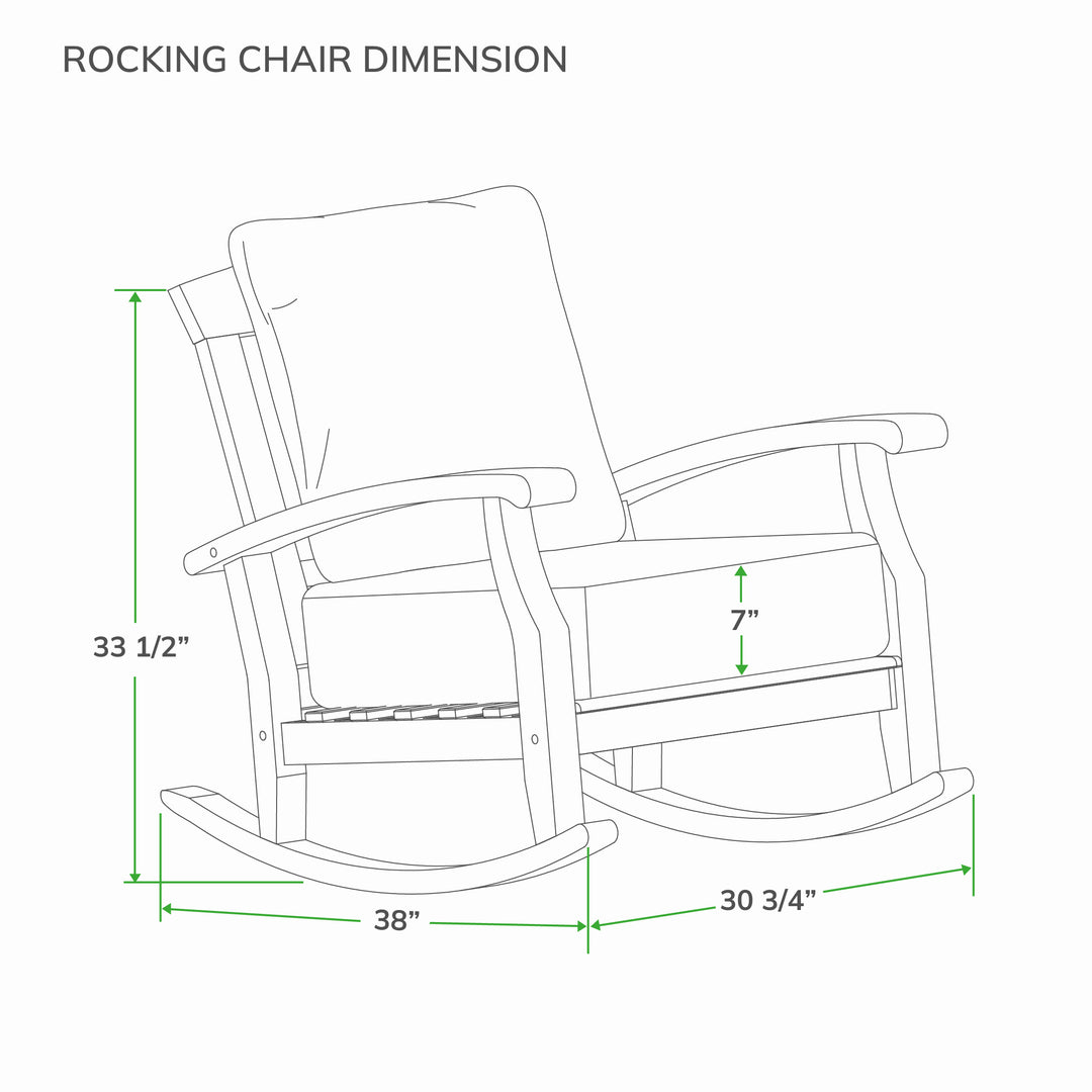 [DIMENSIONS] Dimension Caterina Teak Wood Outdoor Rocking Chair - Cambridge Casual