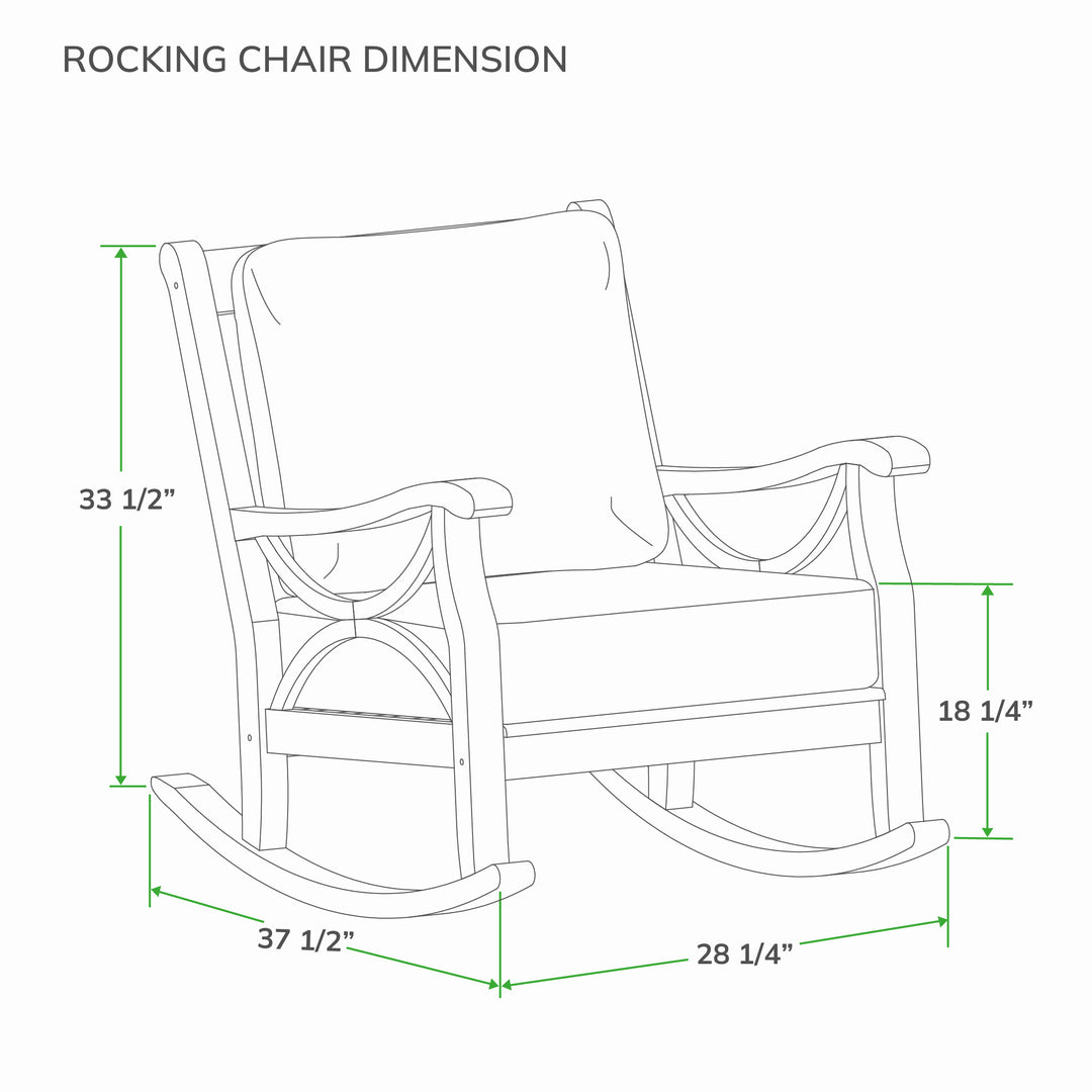 [DIMENSIONS] Dimension Teak Patio Rocking Chair