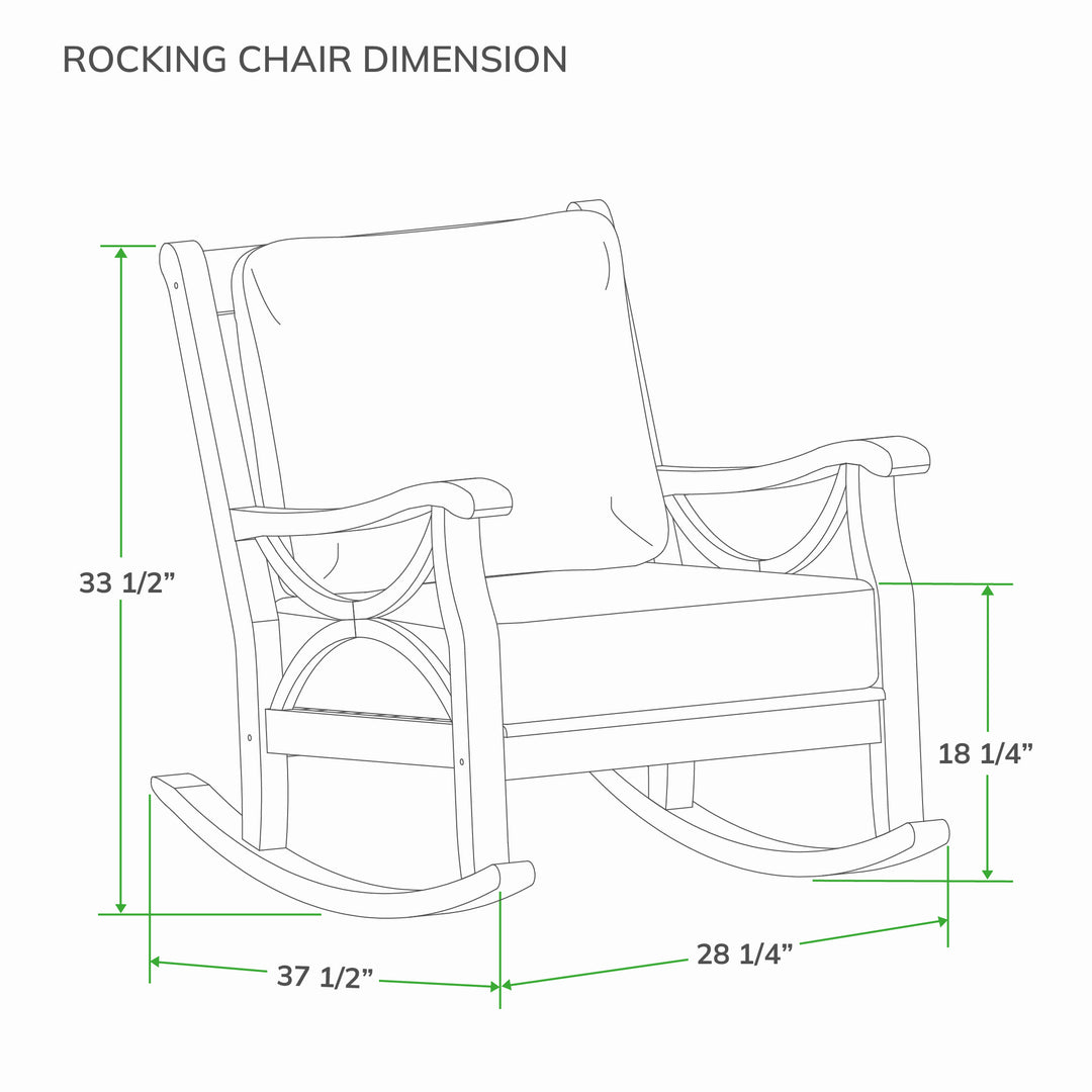 [DIMENSIONS] Dimension Teak Wood Patio Rocking Chair