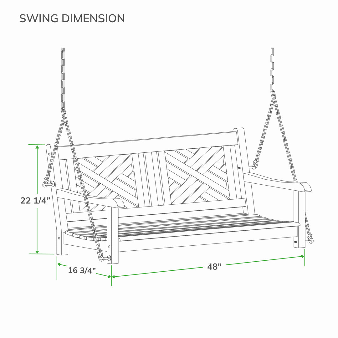 [DIMENSIONS] Rocca Teak Wood Porch Swing