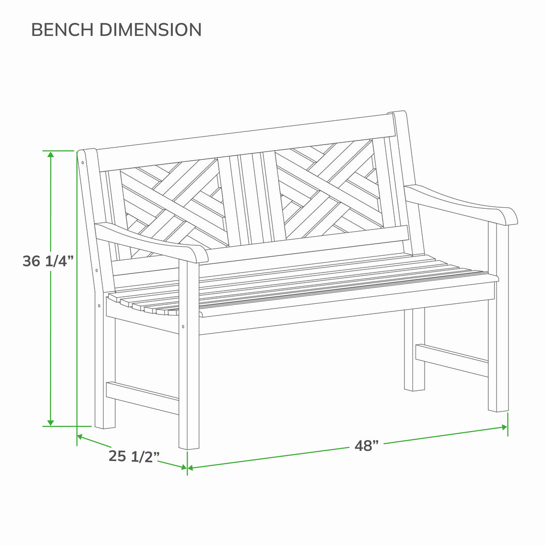 [DIMENSIONS] Rocca Weathered Teak Wood Outdoor Bench