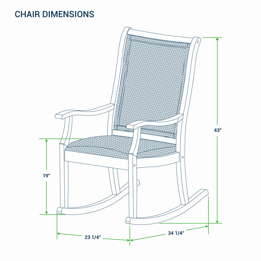 [DIMENSIONS] Dimension Auburn Teak Wood Porch Rocker