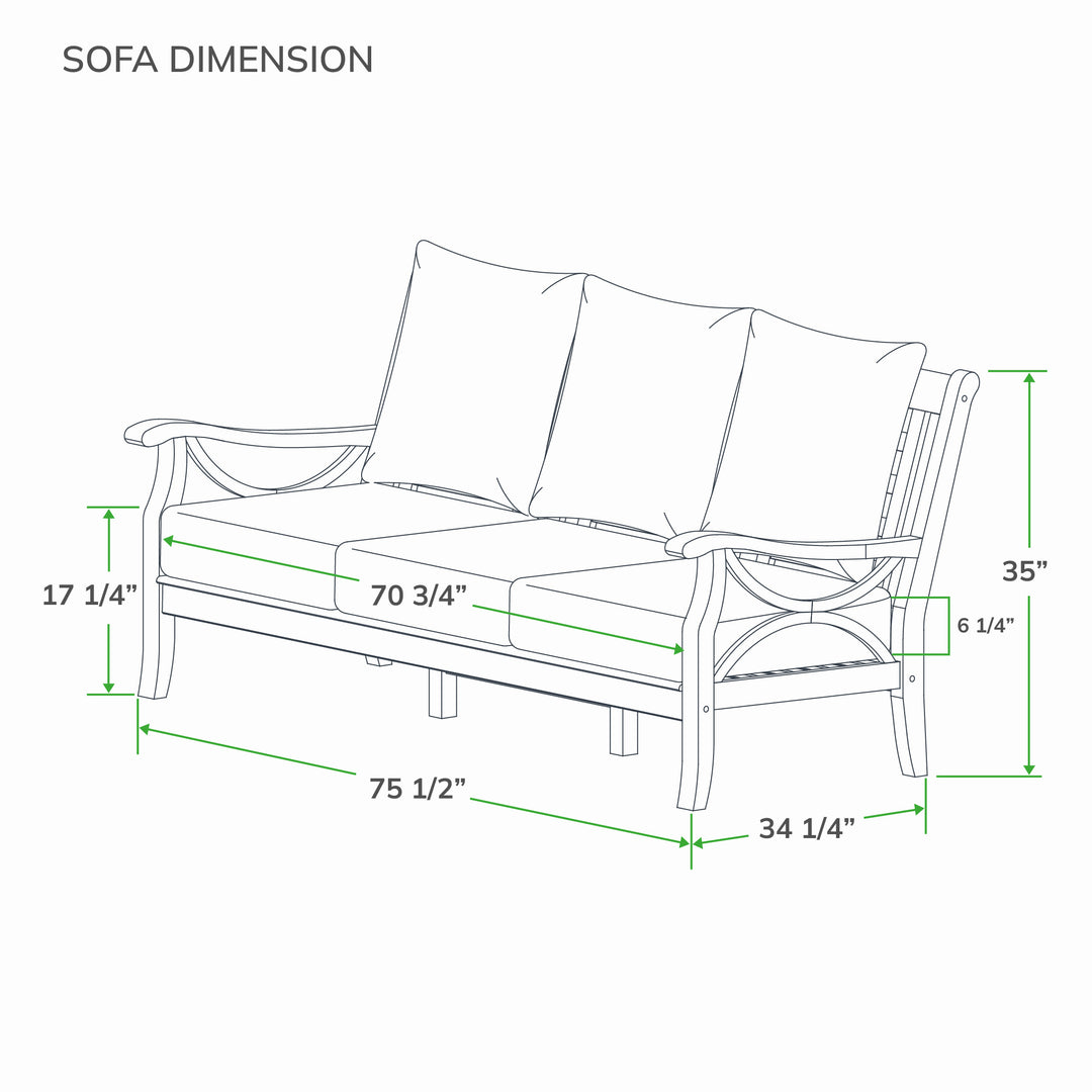 [DIMENSIONS] Dimension Teak Wood Patio Sofa