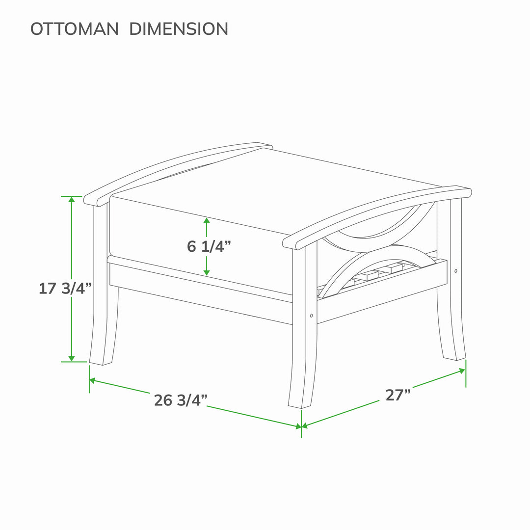 [DIMENSIONS] Dimension Abbington Teak Wood Outdoor Ottoman