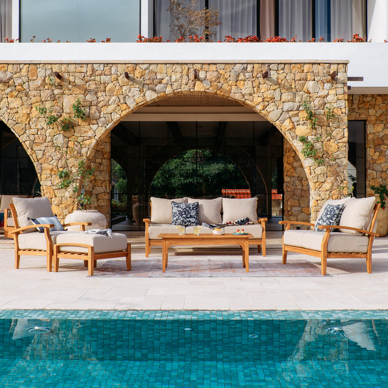 Caterina 5 Piece Teak Outdoor Conversation Set with Beige Cushion