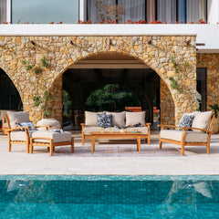 Caterina 5 Piece Teak Outdoor Conversation Set with Beige Cushion