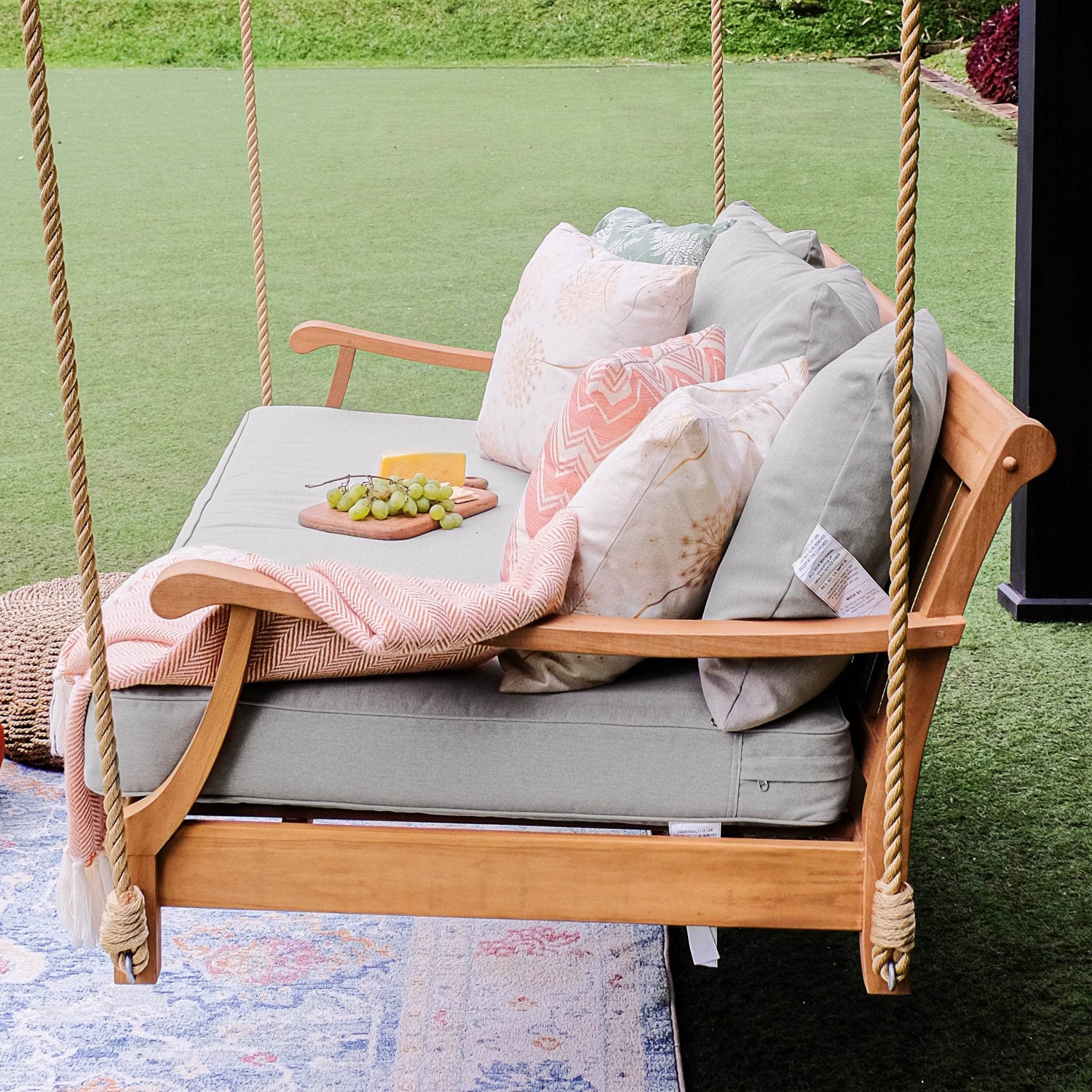Robin Teak Wood Outdoor Patio Swing Daybed | Cambridge Casual