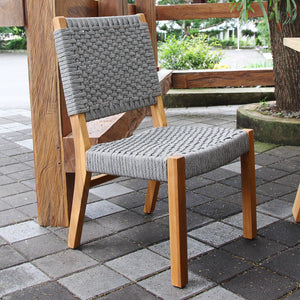 Zephyr 2 Piece Teak Wood Gray Outdoor Dining Chair