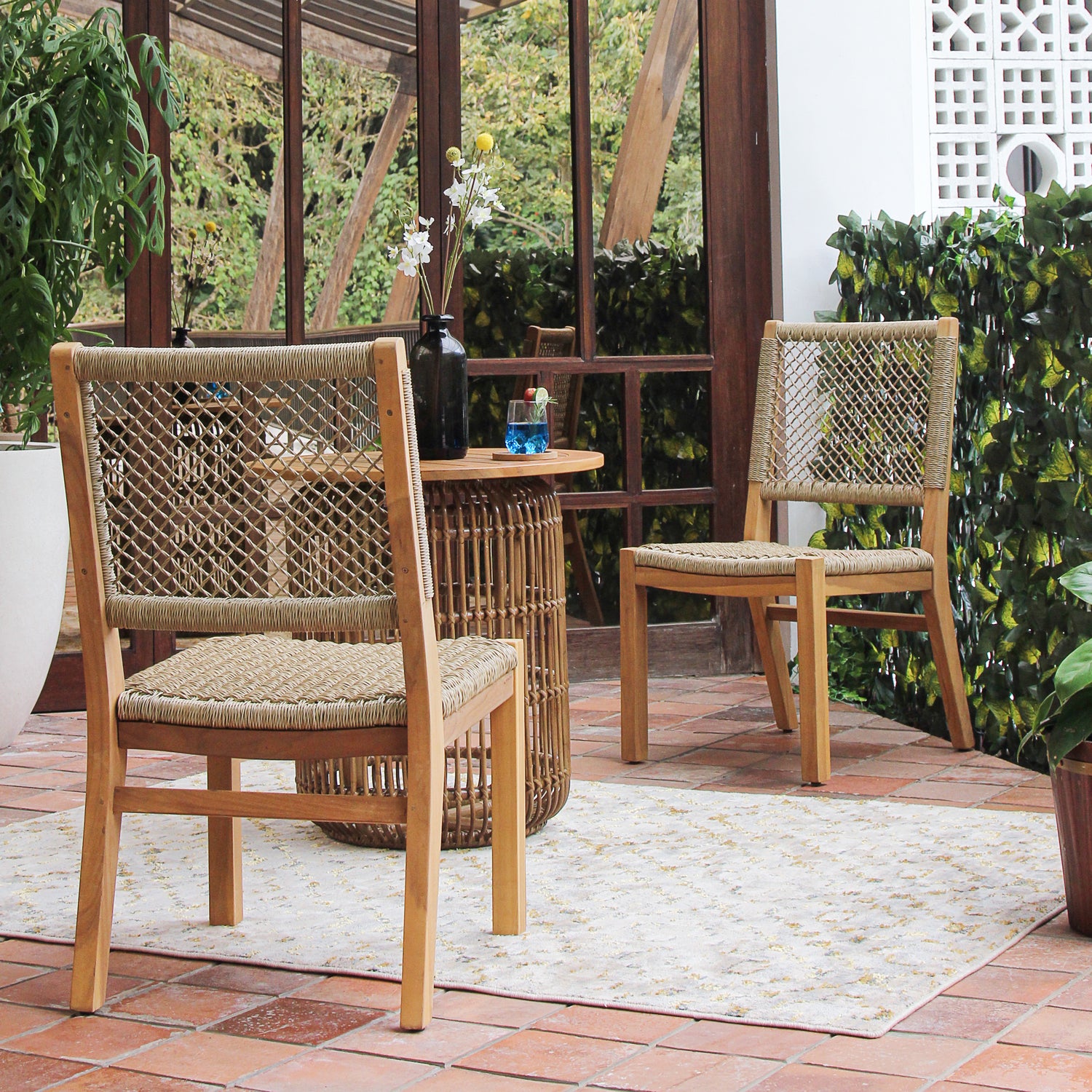 Carmel 2 Piece Teak Wood Outdoor Dining Chair