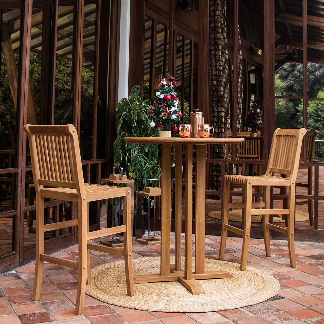 Teak Wood 3 Piece Outdoor Bar Dining Set Cambridge Casual