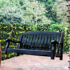 Bonn Mahogany Wood Black Porch Swing