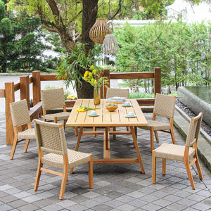 Zephyr 2 Piece Teak Wood Tan Outdoor Dining Chair