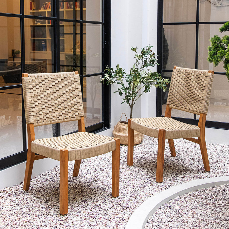 Eden 2 Pieces Teak Wood Tan Outdoor Dining Chair - Cambridge Casual