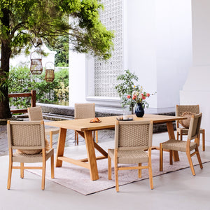 Zephyr 2 Piece Teak Wood Tan Outdoor Dining Chair