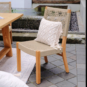 Nassau 2 Piece Teak Wood Tan Outdoor Dining Chair