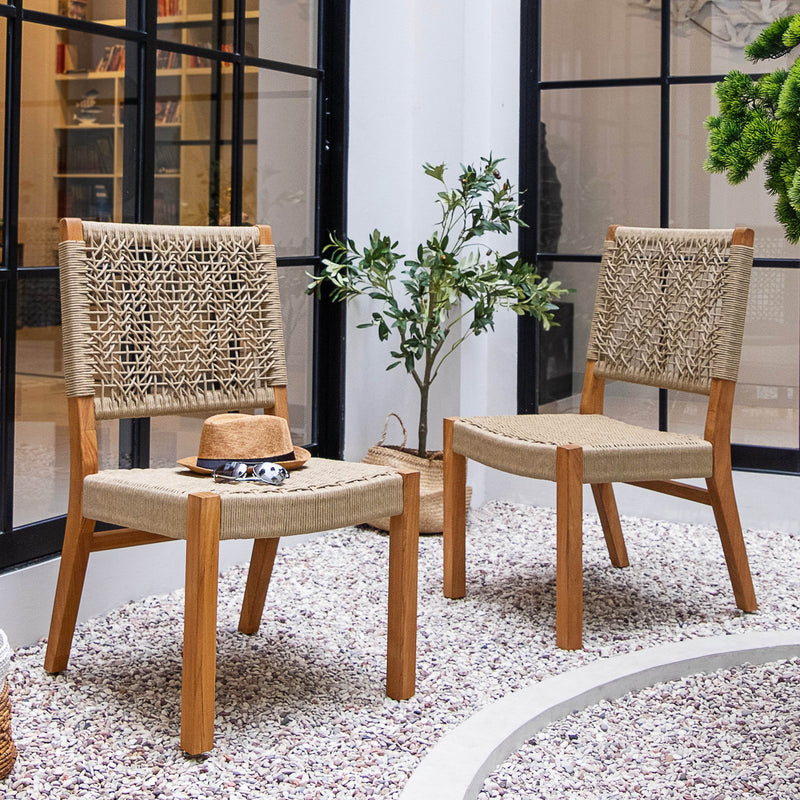 Eden 2 Piece Teak Wood Tan Outdoor Dining Chair - Cambridge Casual