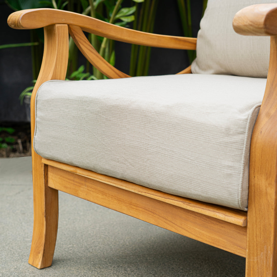 [DETAILS] Abbington Teak Wood Outdoor Lounge Chair with Beige Cushion - Cambridge Casual 