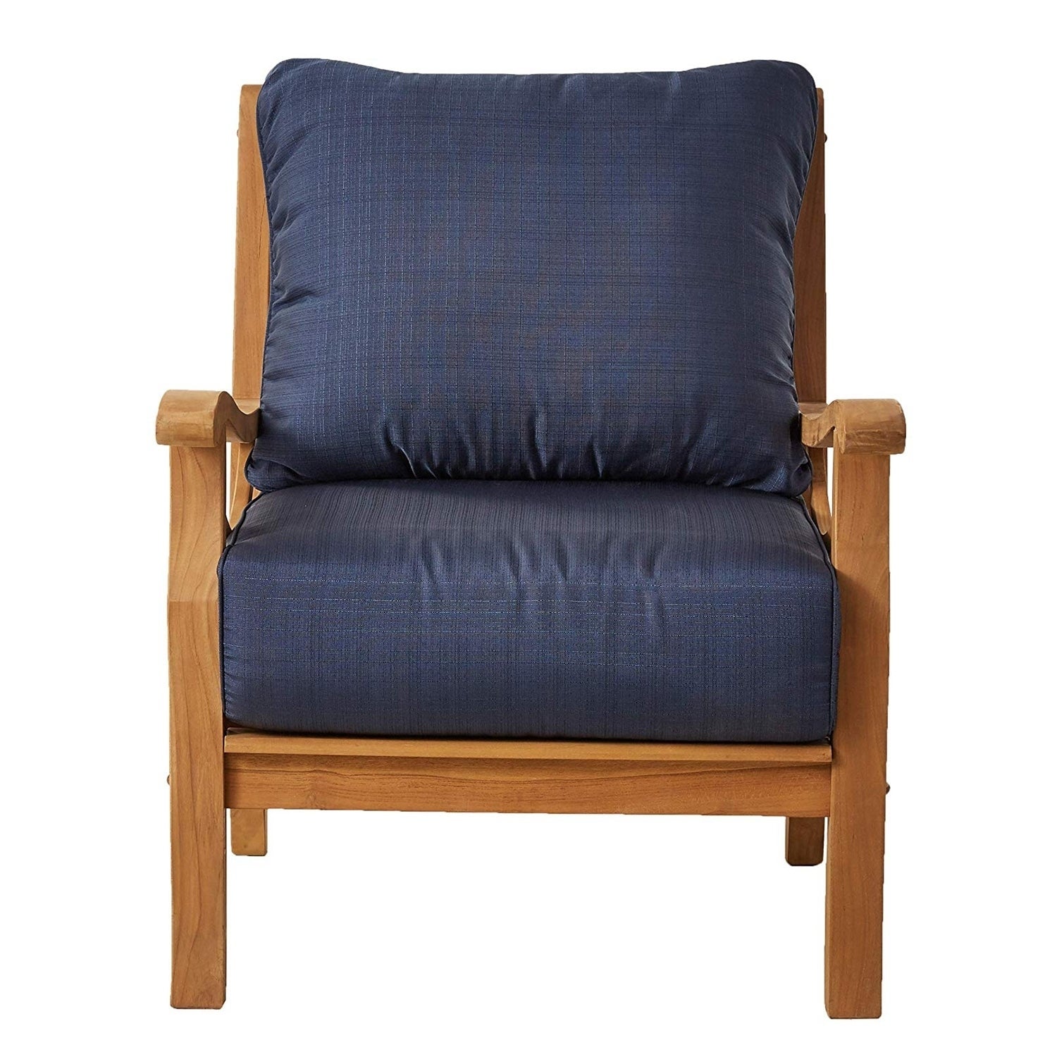 Abbington Teak Wood Outdoor Lounge Chair with Navy Cushion