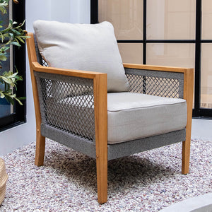 Nassau Teak Wood Outdoor Lounge Chair with Beige Cushion - Cambridge Casual