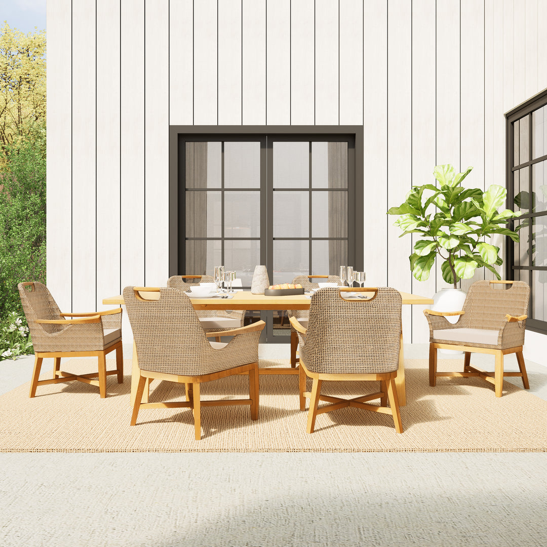 [DETAILS] - Sydney Teak Wood 7 Pieces Outdoor Dining Set with 90 Inch Dining Table