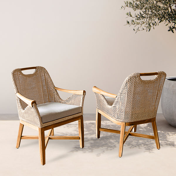 [DETAILS] - Sydney FSC Teak Wood 2 Pieces Outdoor Dining Armchair with Seatpad