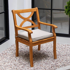 Abbington Teak Wood Outdoor Dining Chair with Beige Seatpad