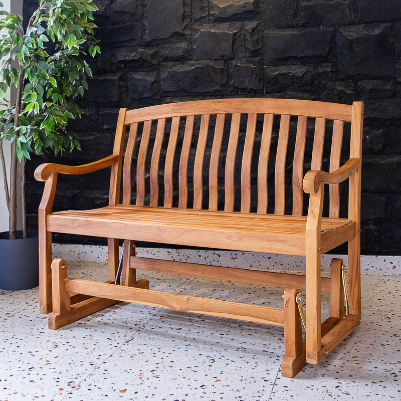 Vermont Teak Wood Outdoor Glider Bench - Cambridge Casual
