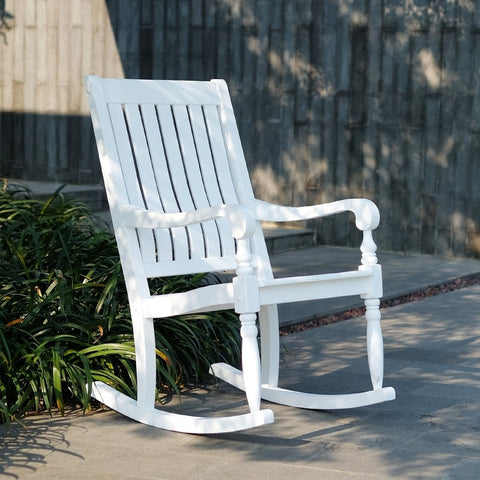 Bonn Mahogany Wood White Oversized Porch Rocking Chair - Cambridge Casual